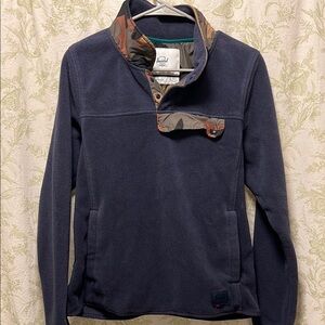 Herschel Guide Peacoat Blue Pullover Fleece Camo Green Brown L